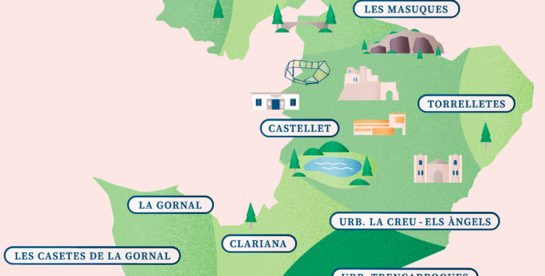 CASTELLET I LA GORNAL – Il·lustració i mapa interactiu del municipi
